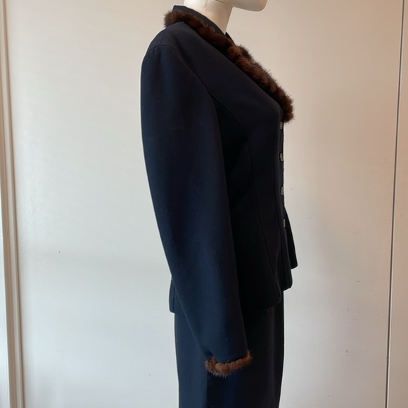 Vintage  Two Piece Fur trimmed Set by Novello Bloom Suits Sz6P - Picture 4 of 14